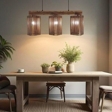 Trikona 3 Series Brown Solid Wood Cluster Hanging Light