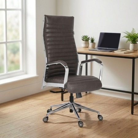 Ettorez Global Hb Stylish Sleek Leatherette Office Chair In Brown Colour