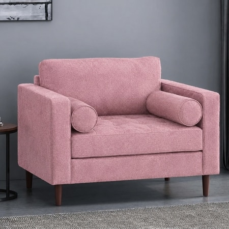 Bruch Boucle Fabric Arm Chair in Pink Colour