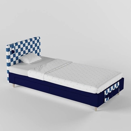 Color Play Engineered Wood Drawer Storage Bed in Royal Blue Colour