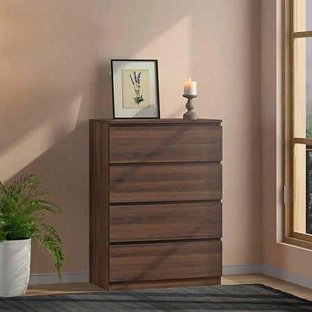 Bocado Compact Engineered Wood Chest of 4 Drawers in Columbian Walnut Finish