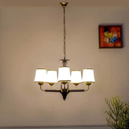 Hartland 5 Light Metal and Glass Chandelier