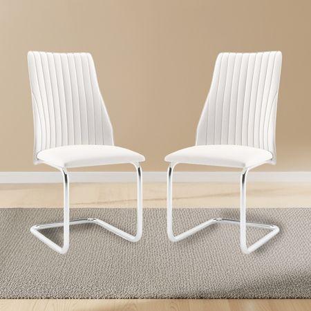 Ingrid Leatherette Dining Chair Set Of 2 In White Colour