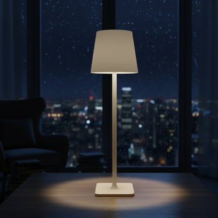 White Color Square Shape Base Lamp with Shade