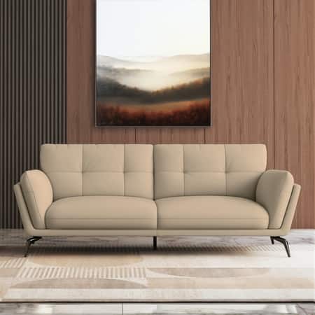 Vetra 3 Seater Leather Sofa In Pebble Colour