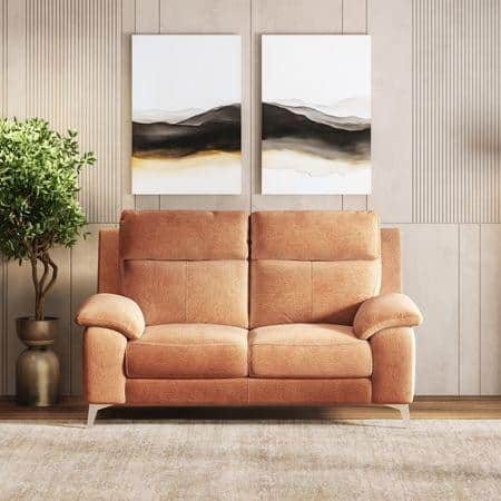 Emila 2 Seater Fabric Sofa In Amber Weave Colour