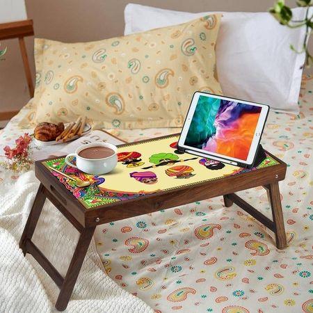 Rajasthani Charm Solid Wood Bookshelf and Serving Tray In Multicolour