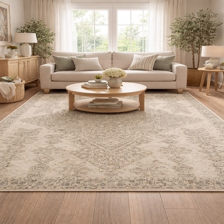 OLEAN Wool Rectangle Carpets Hand Tufted in Ivory Colour