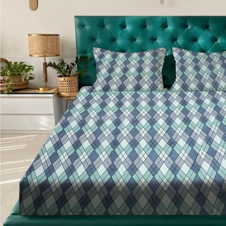 Multicolor Abstract 180 TC Flat 1 Queen  Bedsheet with 2 Pillow Covers