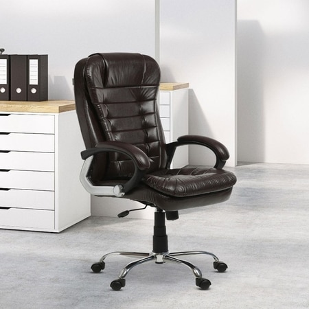 Ettorez Vanity Hb Premium Leatherette Chair In Brown Colour