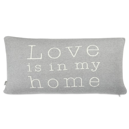 Love Is My Home Knit Pillow Cover Grey Natural 16X24 Inches