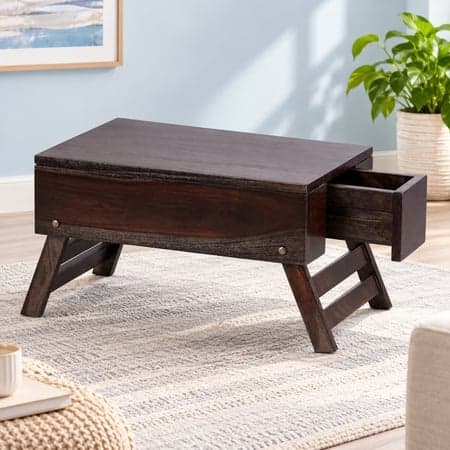 Ohio Sheesham Wood Contemporary Foldable Laptop Table in Dark Mahogany Finish