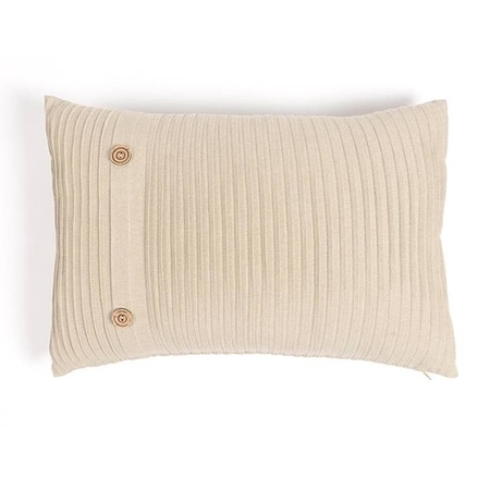 Pleated Cotton Beige Lumbar Cushion Cover