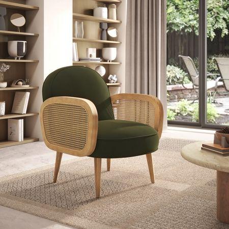 Arna Lounge Chair In Deep Olive Velvet