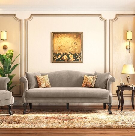 Darya 3 Seater Sofa In Cloudy Beige Velvet