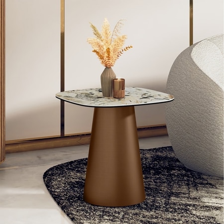 Aeris Metal Side Table in Saturn Spanish Ceramic Finish