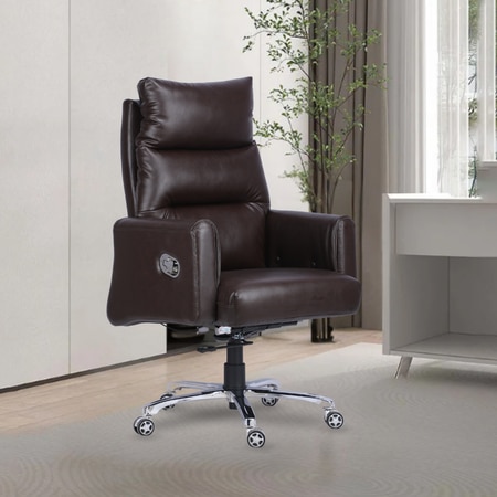 Martian Premium Leatherette Chair In Brown Colour