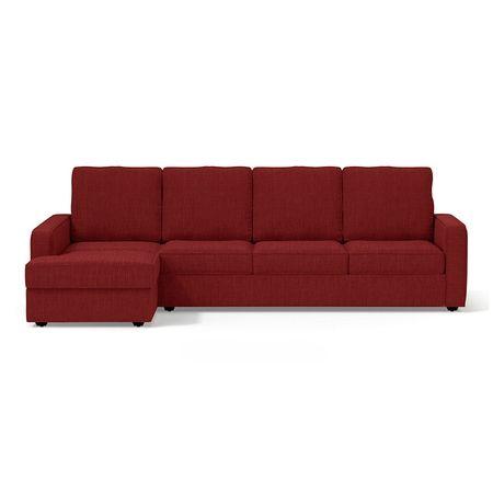 Apollo Sofa (Colour : Salsa Red, Cushion : Hard, Back Type : High Back, Seating Capacity : Left Aligned 3 Seater + Left Aligned Chaise)