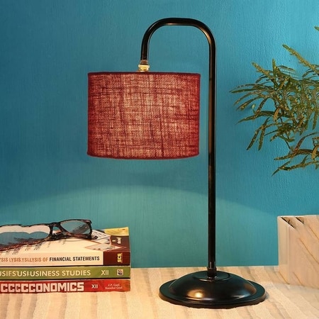 Noelle Maroon Jute Shade Iron Table Lamp