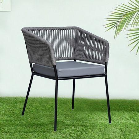 Bostan Outdoor Accent Patio Weaving Chair Gun Metal in Grey