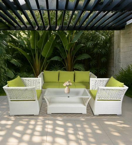 Paris 3+1+1 Seater Wicker Sofa Set in Beige and Brown Colour