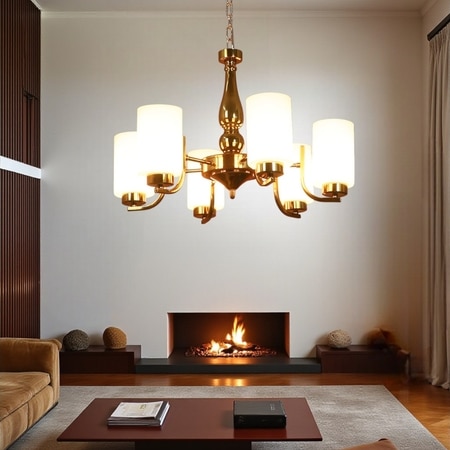 Eliante 6-Light Mild Steel Chandelier, Modern Pendant Ceiling Light Fixture For Living Room Or Dining Room