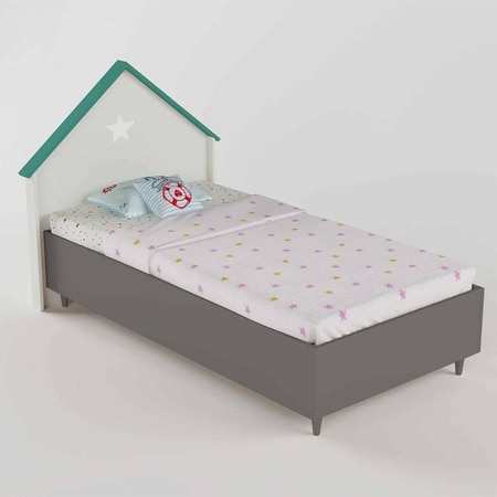 Dream House Engineered Wood Bed in Grey Colour