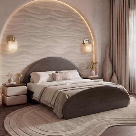 Sora Solid Wood Queen Size Non Storage Bed In Dark Chestnut Finish