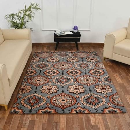 Multicolor Traditional Machine Made Polyester 5 X 7 Feet Carpet