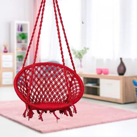 Swingzy Cotton Round Swing for Adults Red Without Accessories