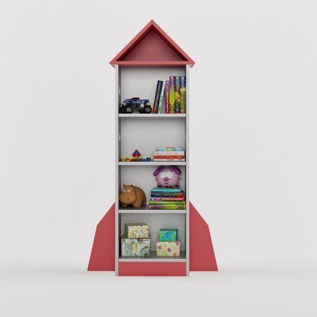 Spacechamp Bookshelf In Red & Grey Colour