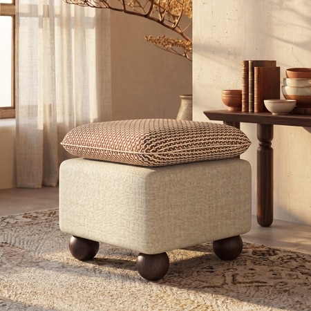 Camille Pouffee in Clay Knit and Almond Beige Colour