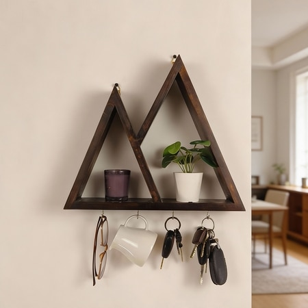 Pharoah Wooden Wall Shelf Organiser With Key Holders