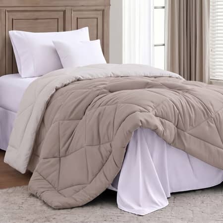 Taupe Shade Solid Comfoter Reversible Cotton Feel 350 Gsm Single Bed 240 X 160 Cms
