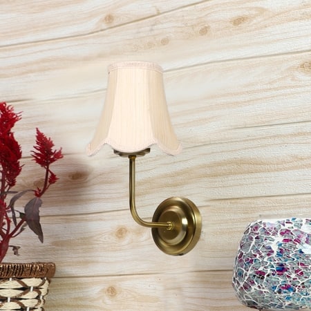 Devansh Gold Wall Mounted Lamp With Off-White Cotton Shade
