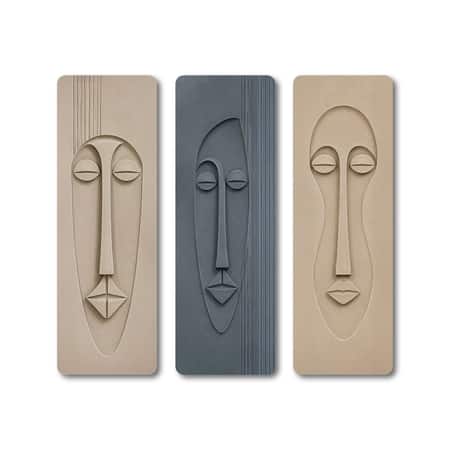 The Castle Decor Abstract Face Wall Art Set of 3 36x39 Inch