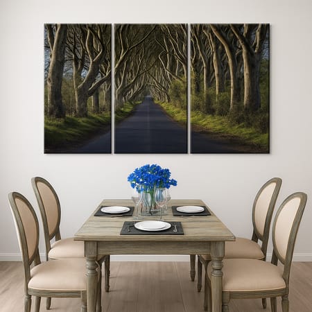 Truss Green Blue Pieces Dark Hedges Canvas Wall Prints Canvas Wall Prints Set of 3 Multicolor Matte