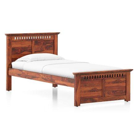 Fidora Solid Wood Single Bed In Honey Finish