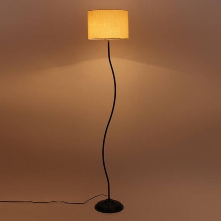 Deven White Cotton Shade Floor Lamp
