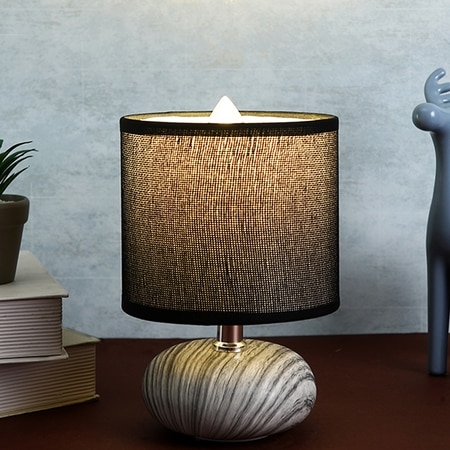 Black and White Cylindrical Table Lamp