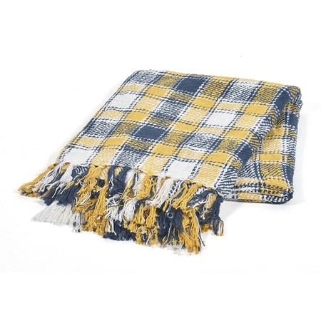Checkered Yellow navy Throw