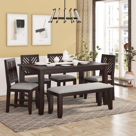 Wollman Six Seater Dining Set With Bench
