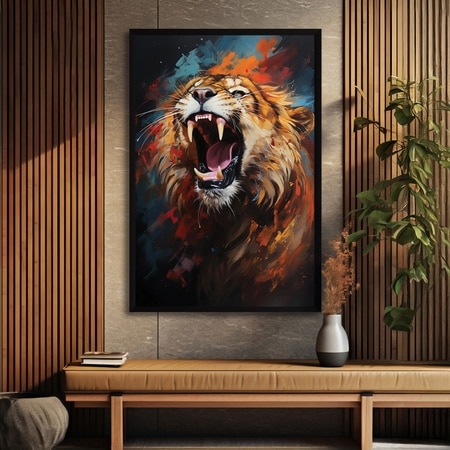 The Castle Decor Abstract Tiger Wall Art Framed Painting 20x30 Inch