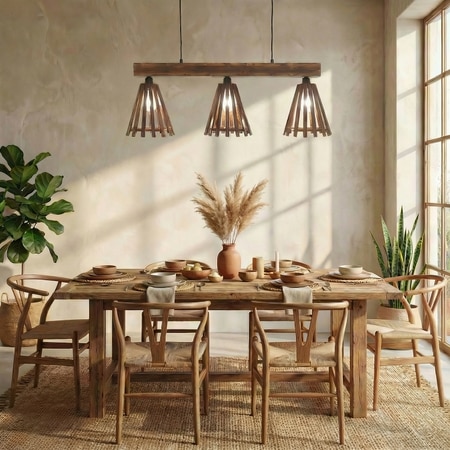 Funnel 3 Series Brown Solid Wood Cluster Hanging Light