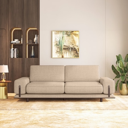 Barcelona 3 Seater Fabric Sofa in Sandshell Beige Colour