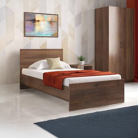 Zoey Non Storage Single Bed In Classic Walnut Finish