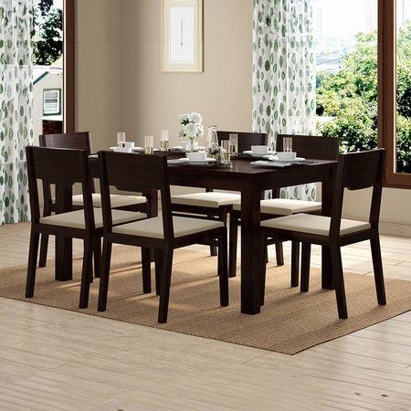 Arabia Solid Wood 6 Seater Dining Table In Mahogany Finish
