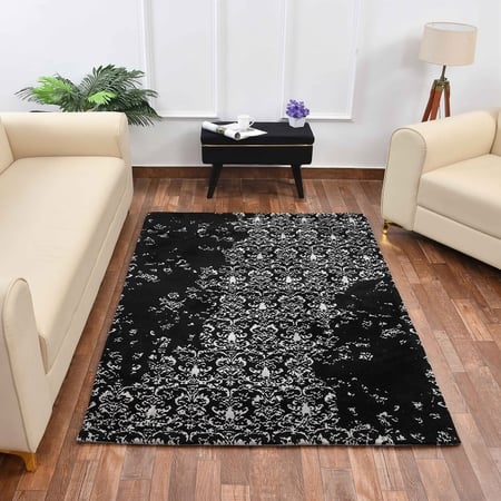 Multicolor Abstract Machine Made Polyester 5 X 7 Feet Carpet
