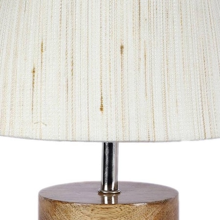 Annie Off White Fabric Shade Table Lamp with Natural Wooden Base