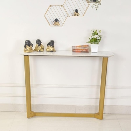 Linden Console Table in Stainless Steel Mirror Gold Finish